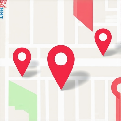 Digital map showing targeted local zones with business icons and location markers.
