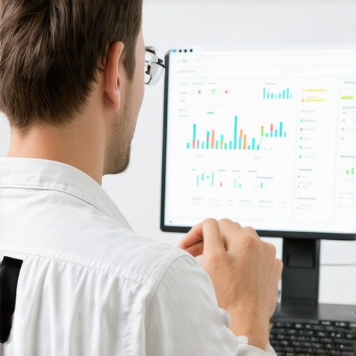 Business owner reviewing analytics dashboard for local SEO performance.