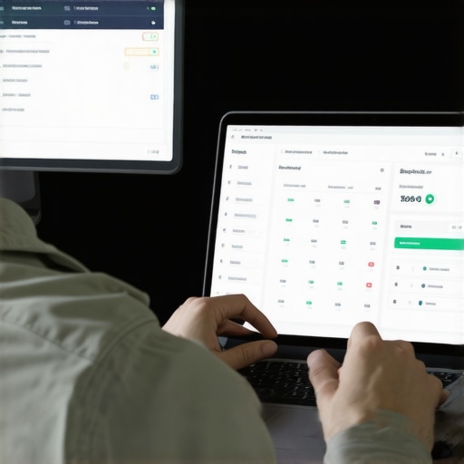 Person managing local SEO tools on a laptop with analytics dashboards.