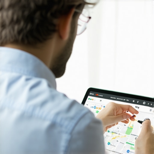 SEO consultant reviewing Google Maps rankings with a business owner.