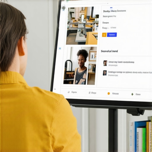 Business owner updating and optimizing Google My Business profile with photos and reviews