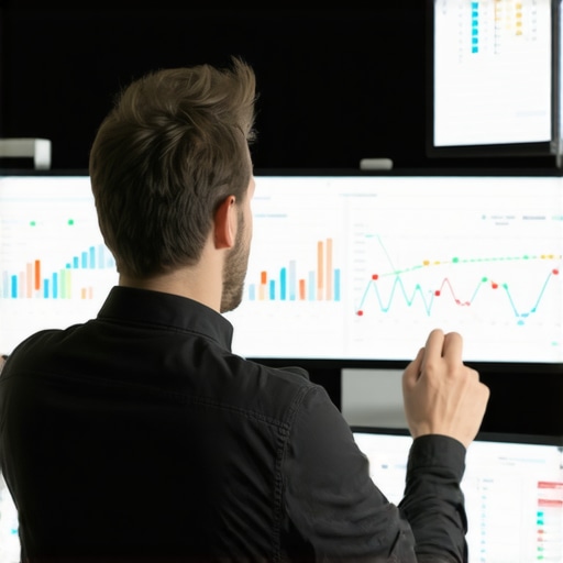 A professional analyzing maps and SEO data on multiple monitors for maintaining local rankings.