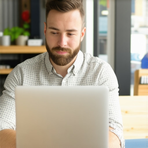 Optimizing Google My Business Listing Person updating their business listing on Google My Business as storefront displays in background