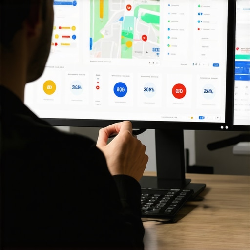Person analyzing local SEO performance data on a computer screen.