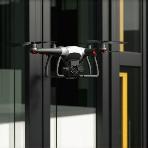 Drone capturing a 3D tour of a local business storefront.