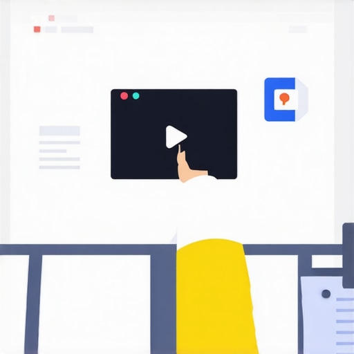 Person uploading a business video to Google My Business profile on a laptop, visual analytics displayed