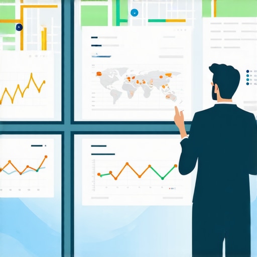 A digital marketer reviewing local SEO signals on multiple screens with maps and graphs
