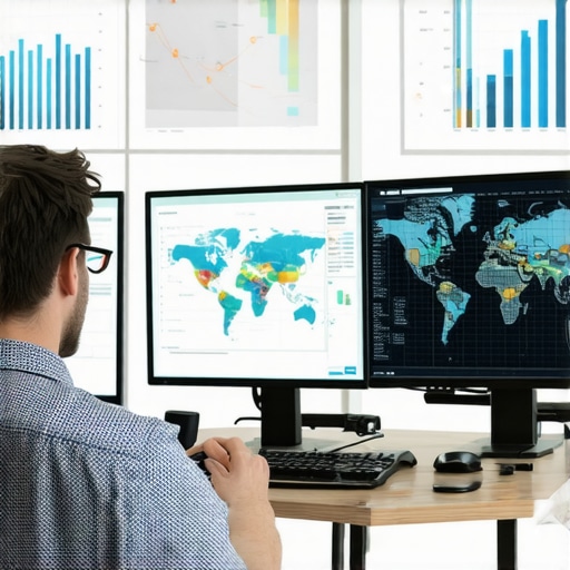 SEO expert reviewing map optimization signals on digital devices.