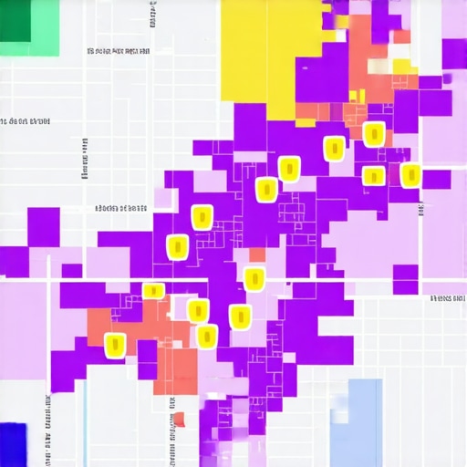 A detailed digital map highlighting specific neighborhood clusters with data overlays