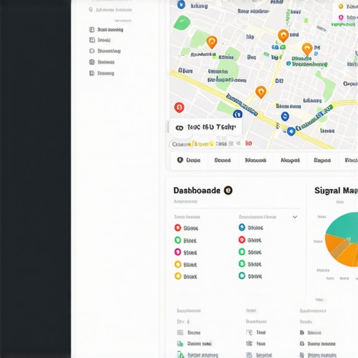 Close-up of a map analytics dashboard showing signal metrics and data analysis