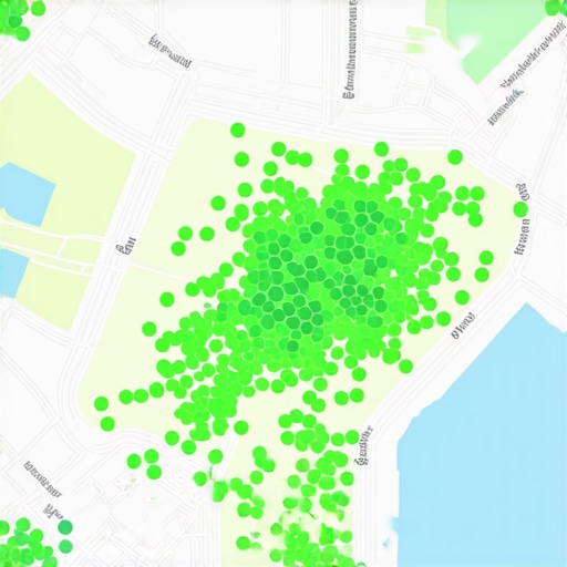 A digital map displaying user activity clusters and spatial signals analysis.