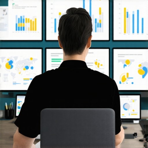 A person reviewing local SEO analytics on screens showing maps and graphs